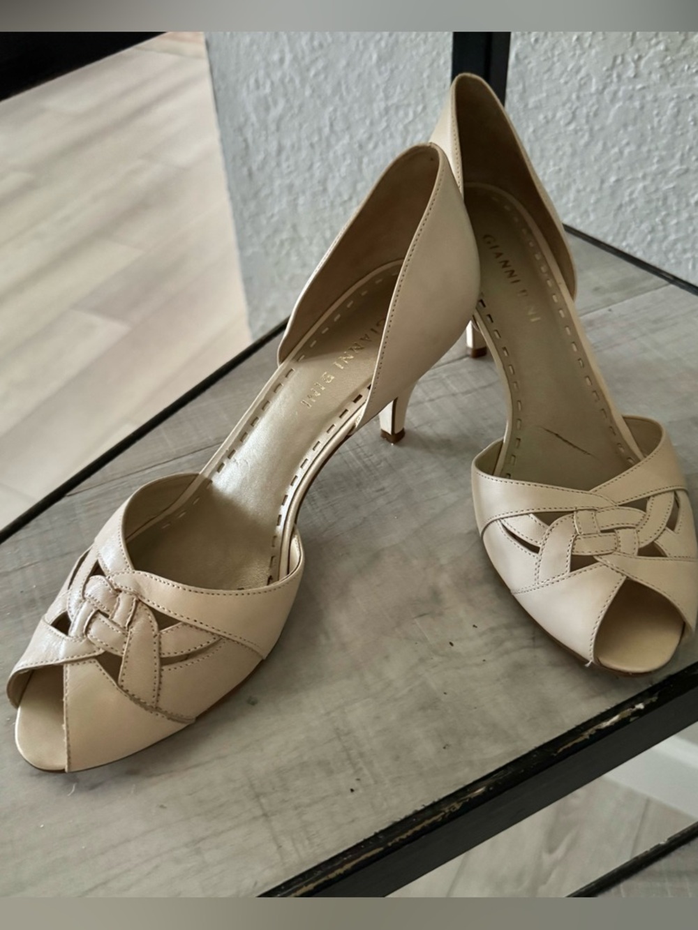 Gianni Bini Braided d’Orsay Peep Toe Nude Pump